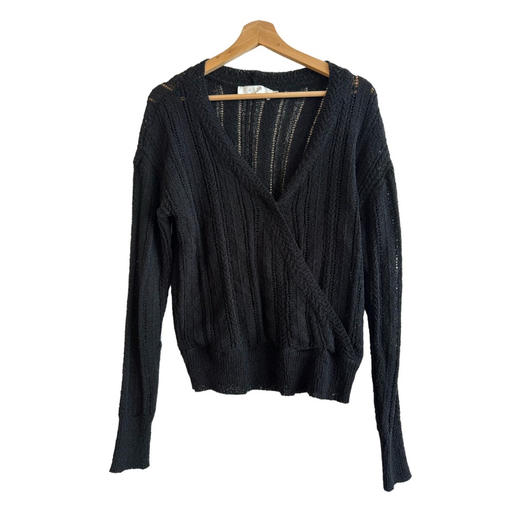 ASTR The Label via REVOLVE wrap front loose knit sweater balletcore eyelet L
